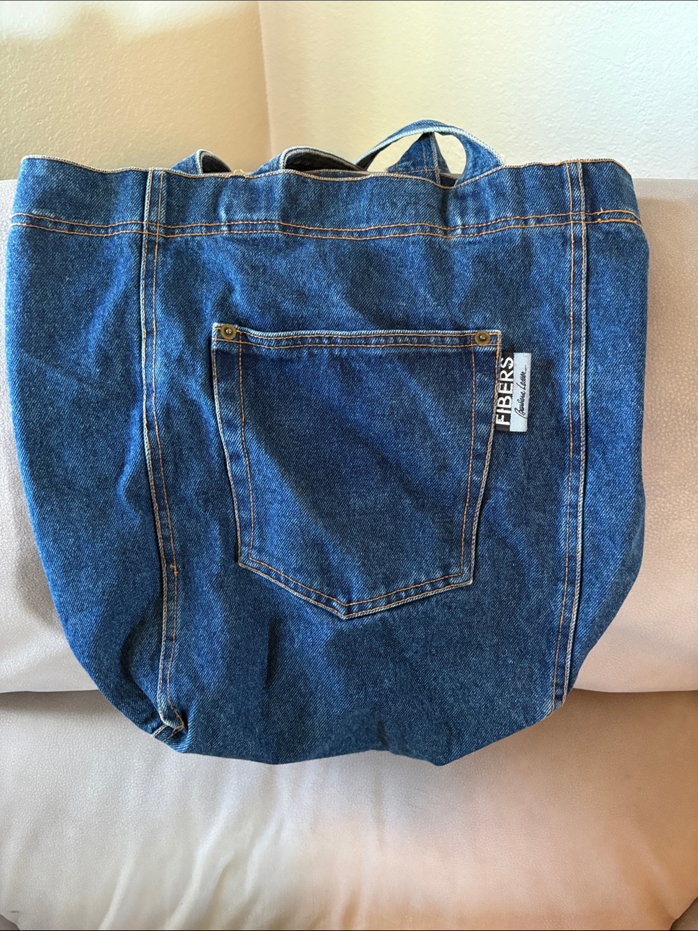 Denim Shoulder Tote Bag - Blue - Picture 2 of 13